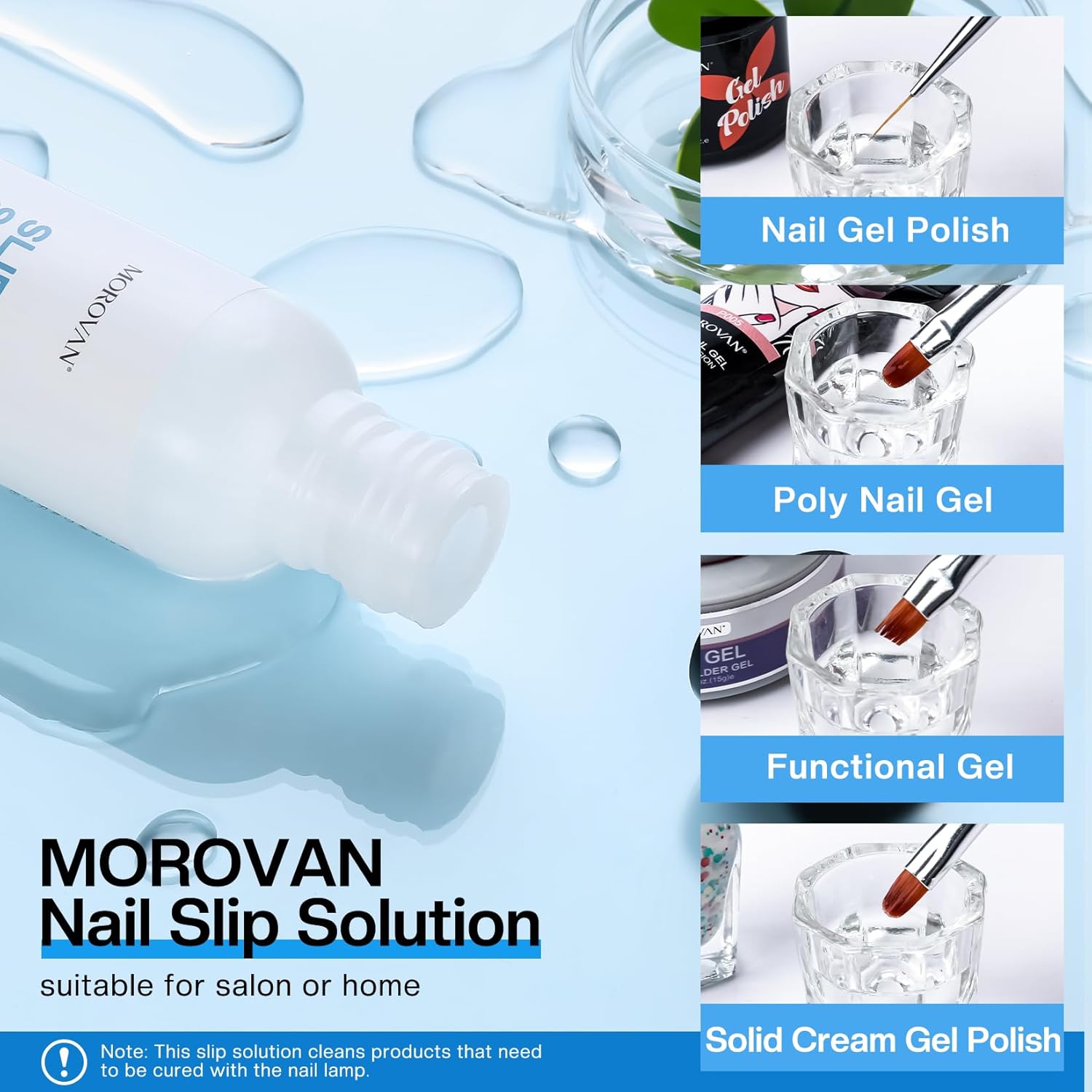 Morovan Nail Polygel Slip Solution: Salon-Grade Slip Liquid & Dual Toenail Forms for Beginner-Friendly Gel Nail Extension & Anti-Stick Application-Velvo Beauty