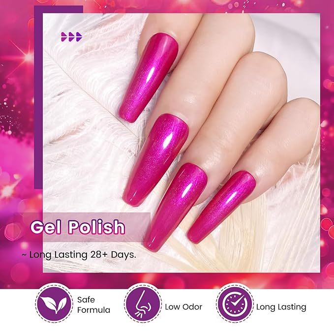 JODSONE 10ml Gel Nail Polish Set Red Glitter 6Colors Glitter Rose Red Gel Polish Lacquer Glossy Art for Nail and Salon Need U V Lamp-Velvo Beauty