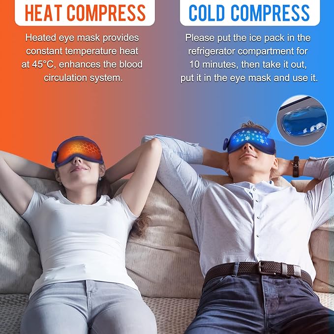 Heated Eye Mask, USB Eye Mask for Dry Eyes, Sleep Mask for Men Women, Portable Professional Electric Warm Eye-Velvo Beauty
