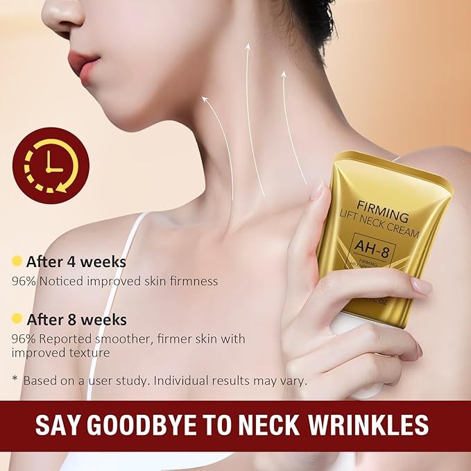 AH-8 Firming Neck Cream with Roller - Anti-Aging Moisturizer for Neck & Chest - Lifts, Tightens, Deeply Hydrates, Reduces Fine Lines & Wrinkles - For Crepey, Sagging Skin - 4.23 fl.oz-Velvo Beauty