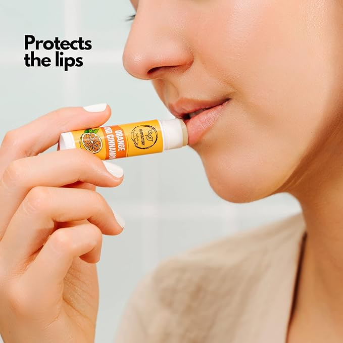 SoapFactory Natural Lip Balm for Dry cracked Lips with Orange and Cinnamon, Vegan, Organic Certified, Lip Care with Carnauba Wax for Women and Men, 0.17 ounce-Velvo Beauty