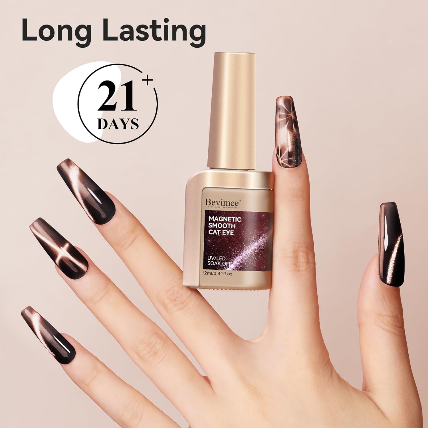 Cat Eye Nail Polish, Dark Brown, Moonlight Magnetic Gel Nail Polish With Magnet Stick, Glitter Holographic Shimmer UV Velvet Gel Nail Art Manicure Salon DIY Home, 12ML-Velvo Beauty