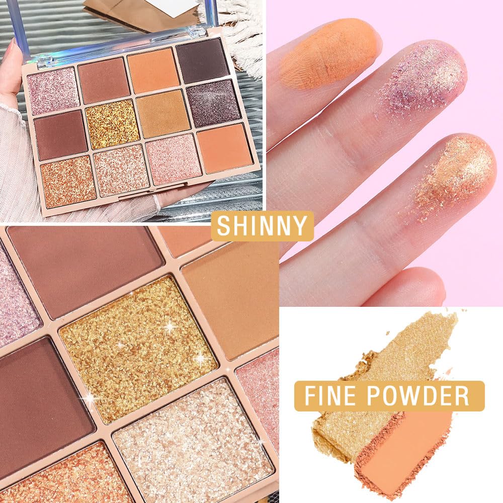 SUAKE Neutral Eye Shadow Palette,Nude Pink Champagne Naked Cream Eyeshadow Palette,Make Up Pallets for Women, Highly Pigmented Long Lasting Naturing-Looking,Blendable,Vegan-Velvo Beauty