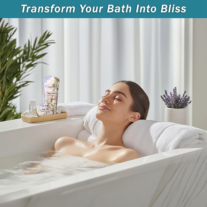Spa Gift Baskets For Women - Luxury Bath Set With Jasmine & Lavender - Spa Kit Includes Body Wash, Bubble Bath, Lotion, Bath Salts, Body Scrub, Body Spray, Shower Puff, and Towel-Velvo Beauty