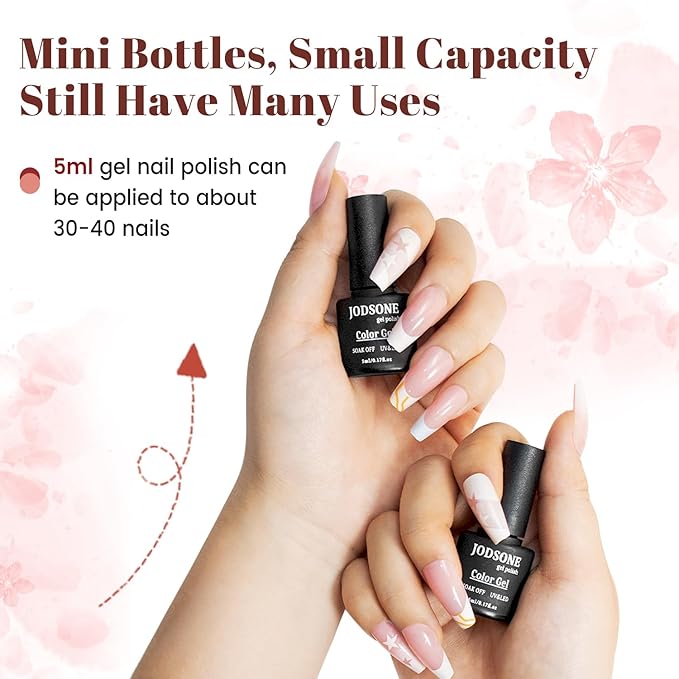 JODSONE 23 PCS Gel Nail Polish Set with Base Glossy and Matte Top Coat Multicolored Gel Nail Long Lasting Suitable for All Seasons-Velvo Beauty