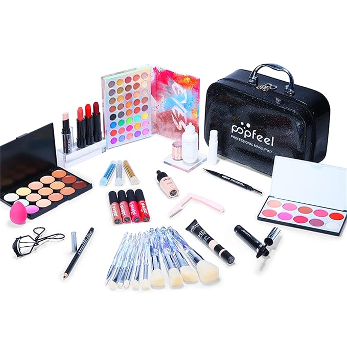 All-in-one Professional Makeup Set for Beginners or teen girls, Cosmetic-Gift for Women -Include Makeup Brush Set, Eyeshadow Palette, Eyebrow Pencil, Mascara, Concealer, Lip Gloss Set -014-Velvo Beauty