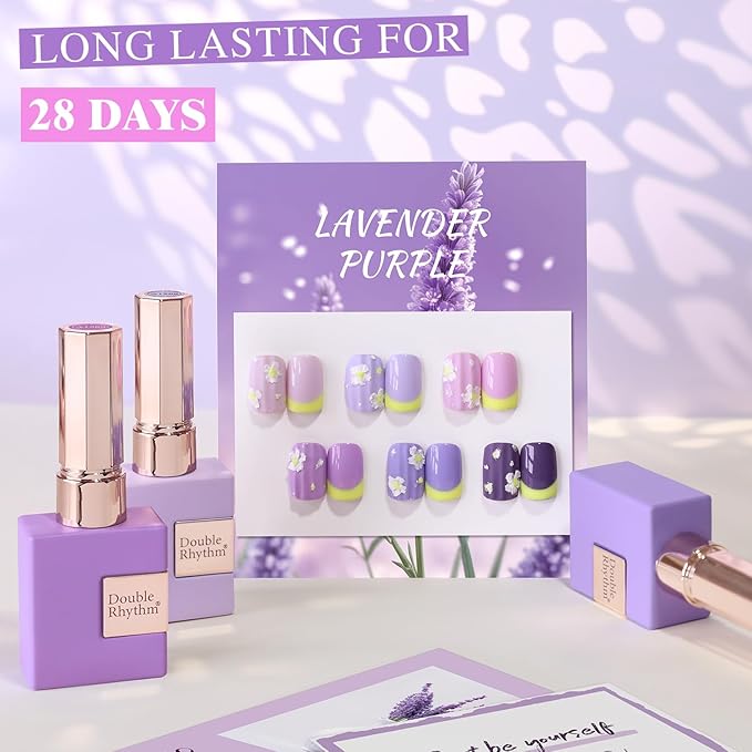 Double Rhythm 6 Pcs 15 ML Gel Polish Set Same Color Same Bottle Soak Off Gel Polish Kit Nail Art Manicure Salon DIY at Home for Women (Light Dark Purple Violet Rose Pink-T6-16)-Velvo Beauty