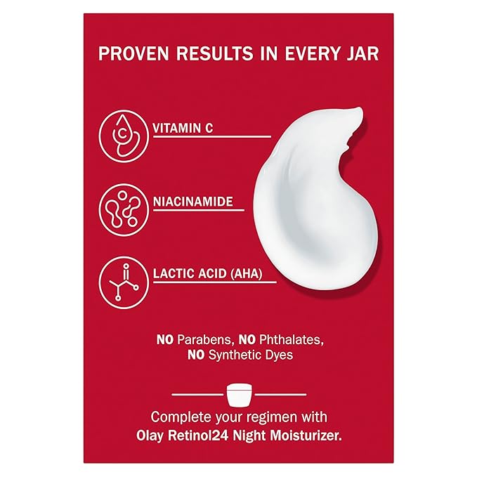 Olay Vitamin C Face Moisturizer, Brightening Cream for Women, Instant Hydration, Evens Tone, Dark Spot & Hyperpigmentation Reduction, Glowing Skin Care - Niaciniamide, Lactic Acid, 1.7 Oz-Velvo Beauty