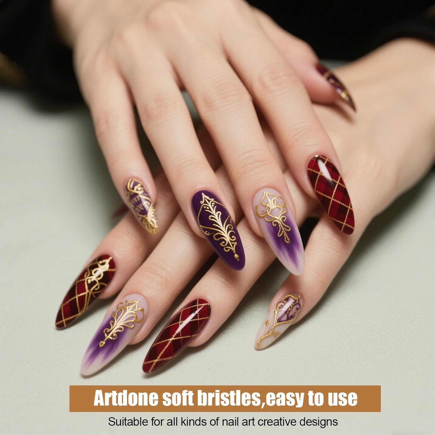 Artdone 15pcs Pink Nail Art Brushes, Nail Art Tool Set, Dotting Tools, Dust Brush,Striping Brushes for Long Lines, Drawing Pen For Gel Polish Design supply-Velvo Beauty