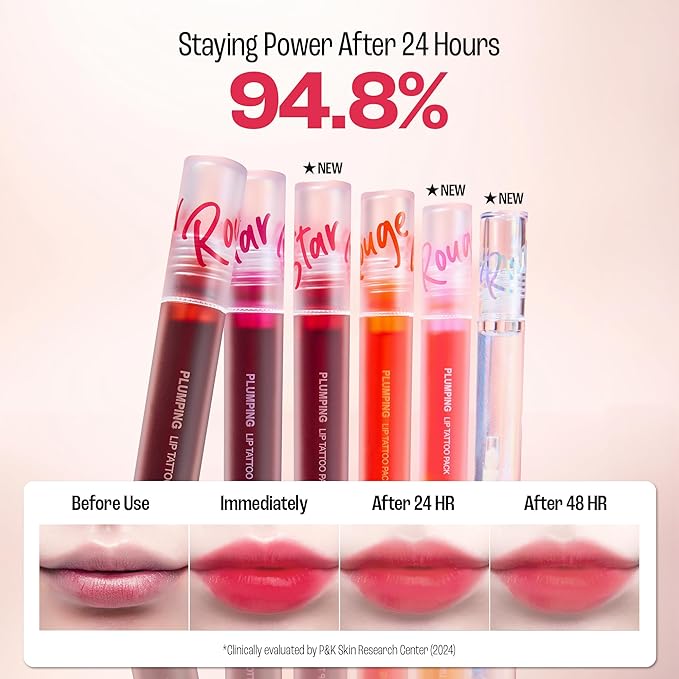 Rouge Star Plumping Lip Tattoo (0.17 oz) - 72-HR Long Lasting Waterproof Peel Off Lip Stain - Transfer-Proof, Non -Sticky Hydrating Matte Lip Tint Tattoo (Pop Pink)-Velvo Beauty