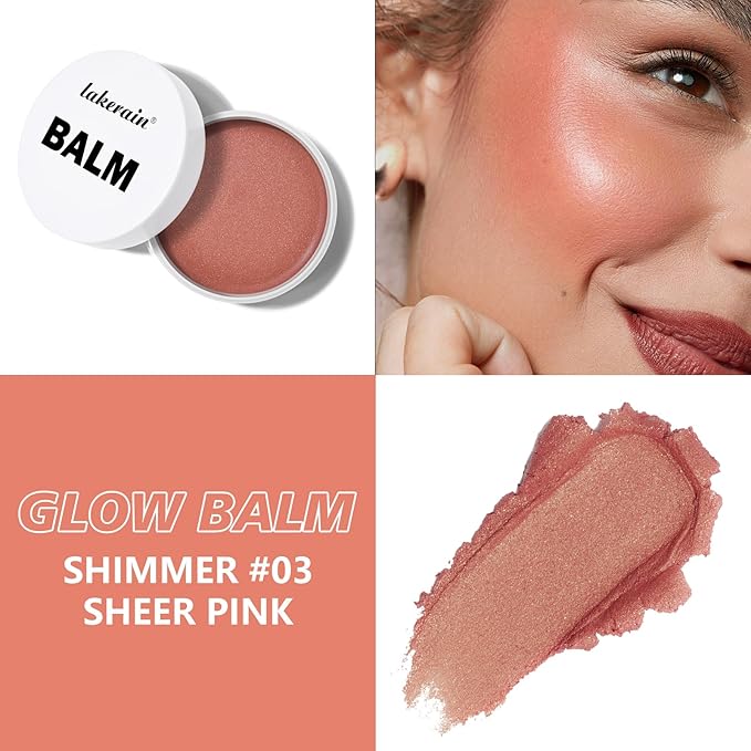 KYDA Miracle Glow Balm, Glow Tinted Blush Balm, Multiuse Face Balm for Cheek Lips Eyes, Hydrating Cream Blush, Blendable Lightweight, Shimmer Blusher, Sheer Pink, 1.76 oz-Velvo Beauty