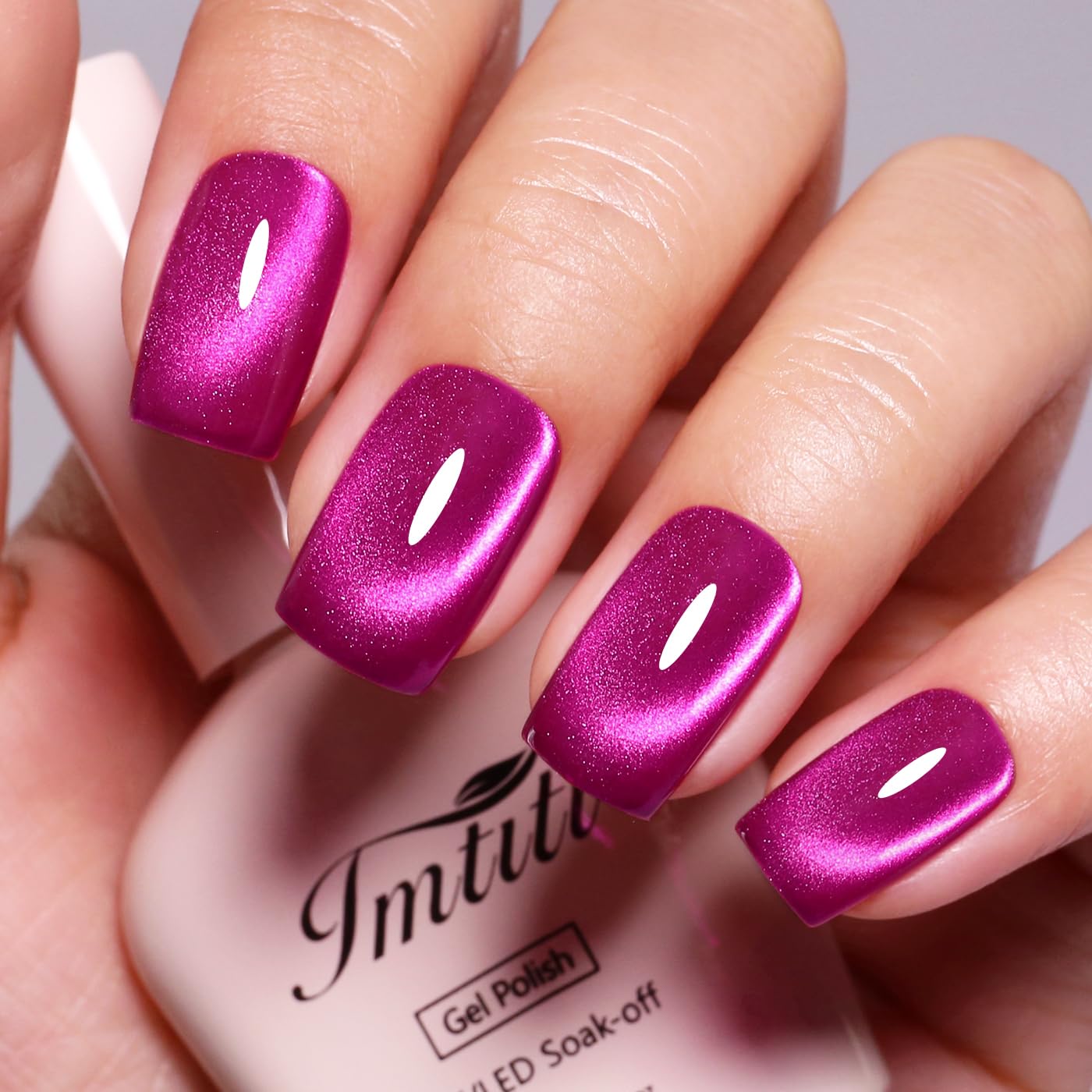 Imtiti Cat Eye Gel Nail Polish, Hot Pink Holographic Magnetic Crystal Nail Gel Polish With Magnet Glittery Galaxy Spring Summer Kit Soak Off UV Led 10ML-Velvo Beauty