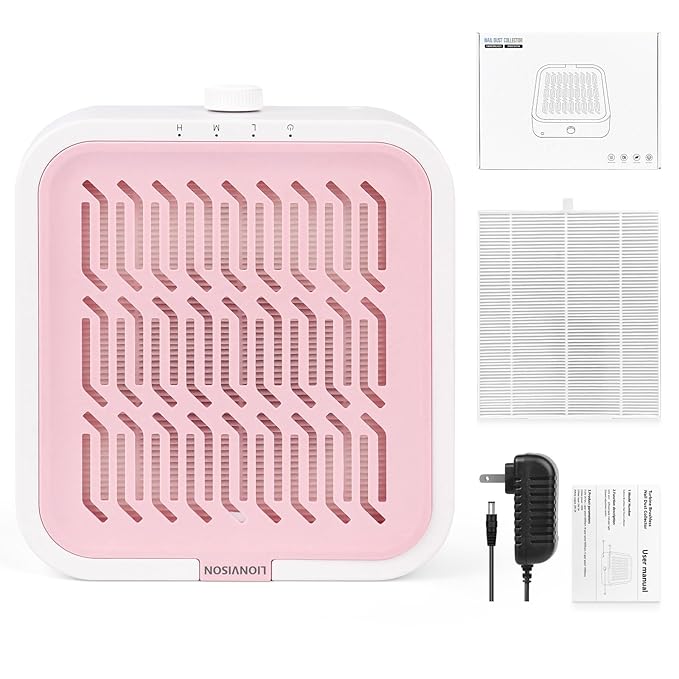 LIONVISON Nail Dust Collector for Salons: Vacuum Fan Dust Suction Machine for Beginners DIY - Manicure Pedicure Tool with Reusable Filter for Home-Velvo Beauty