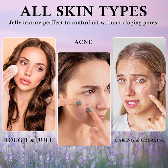 Chillab Lavender Matte Powder, Oil Control Face Pressed Chillab Lavender Matte Powder with Mini Powder Puff, Jelly Pressed Setting Powder Face Makeup, Cruelty Free-Velvo Beauty