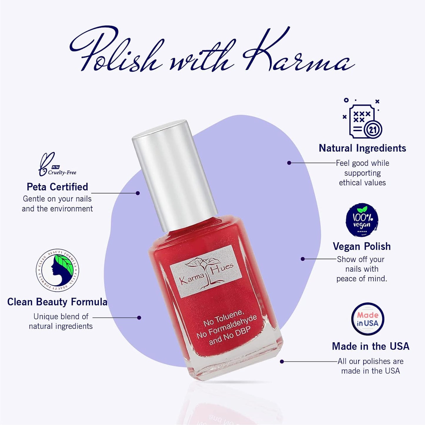 Karma Organic Natural Non toxic Nail polish - Vegan and Cruelty Free Nail Paint for Nail Art - Fast Drying Nail Polish for Women - Long Lasting Nail Polish (Texas Red)-Velvo Beauty