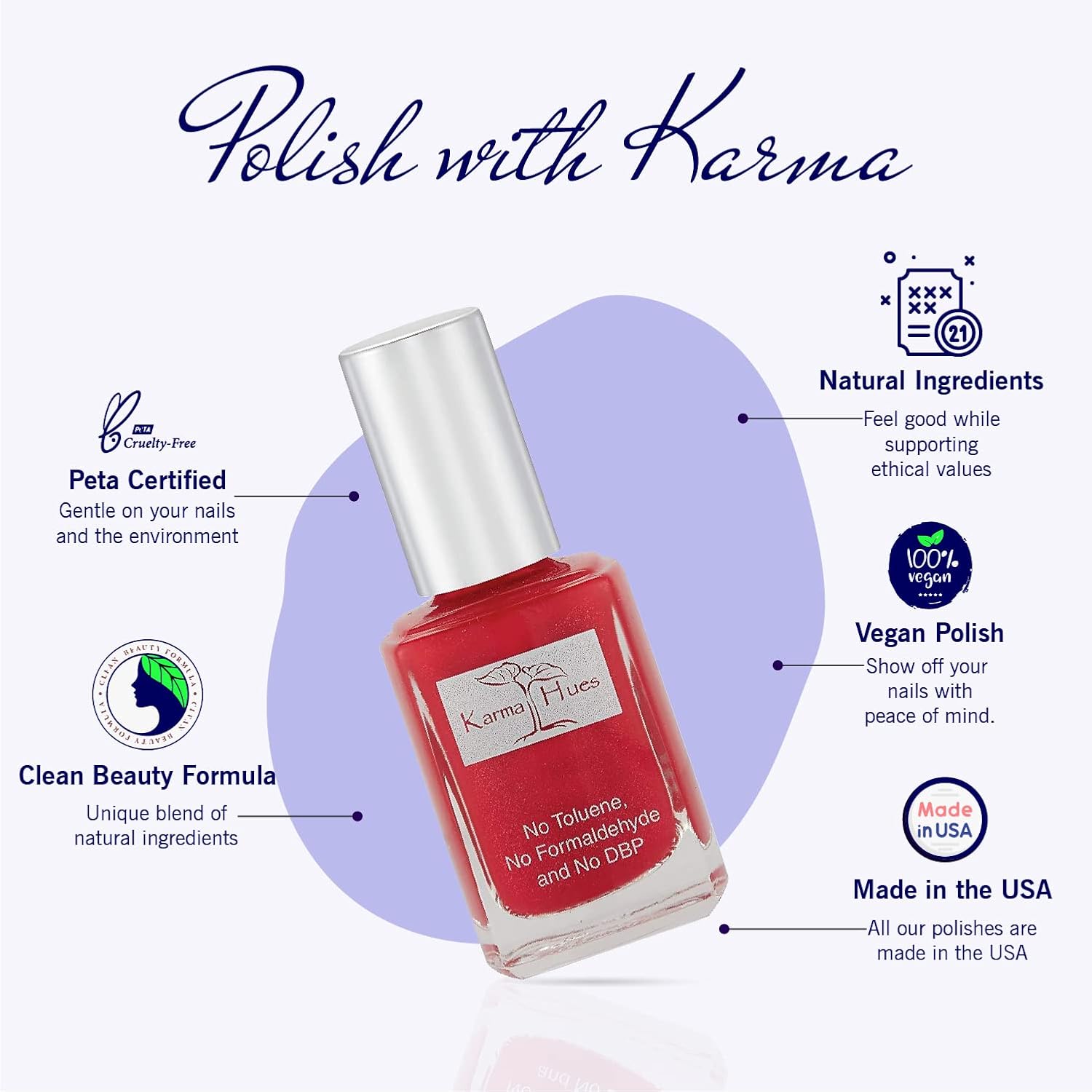 Karma Organic Natural Non toxic Nail polish - Vegan and Cruelty Free Nail Paint for Nail Art - Fast Drying Nail Polish for Women - Long Lasting Nail Polish (Texas Red)-Velvo Beauty
