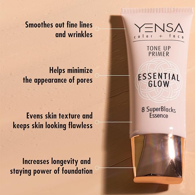 YENSA Tone Up Primer Essential Glow - Clean Superfood Formula with 8 Skin-Loving Ingredients - Minimizes Pores, Fine Lines & Wrinkles - Lightweight Satin-Sheen Finish-Velvo Beauty