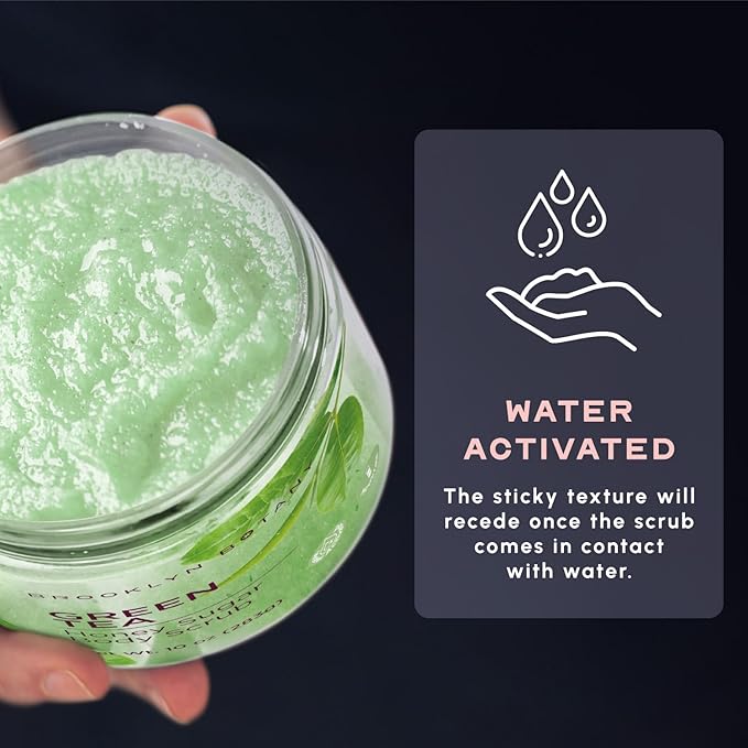 Brooklyn Botany Green Tea Honey Sugar Scrub for Body 10 oz – Deeply Hydrating and Gently Exfoliating Body Scrub for Women and Men – Moisturizing and Nourishing the Skin-Velvo Beauty