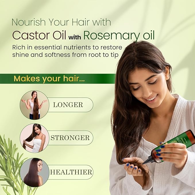 Natural Riches Castor Oil with Rosemary Oil, 8 fl oz, For Stronger, Fuller and Thicker Hair Growth - Organic Castor Oil with Rosemary Oil Premium Grade hair treatment-Velvo Beauty