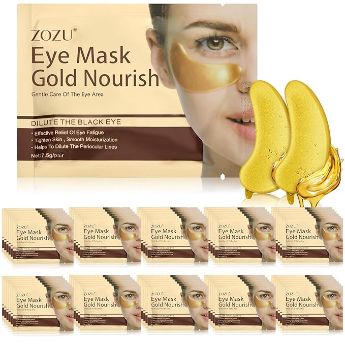 60 Pairs 24k Gold Under Eye Patches for Dark Circles Puffiness Wrinkles Individually Packaged Under Eye Patches Mask with Acid and Collagen for Relieves Pressure and Reduces Wrinkles-Velvo Beauty