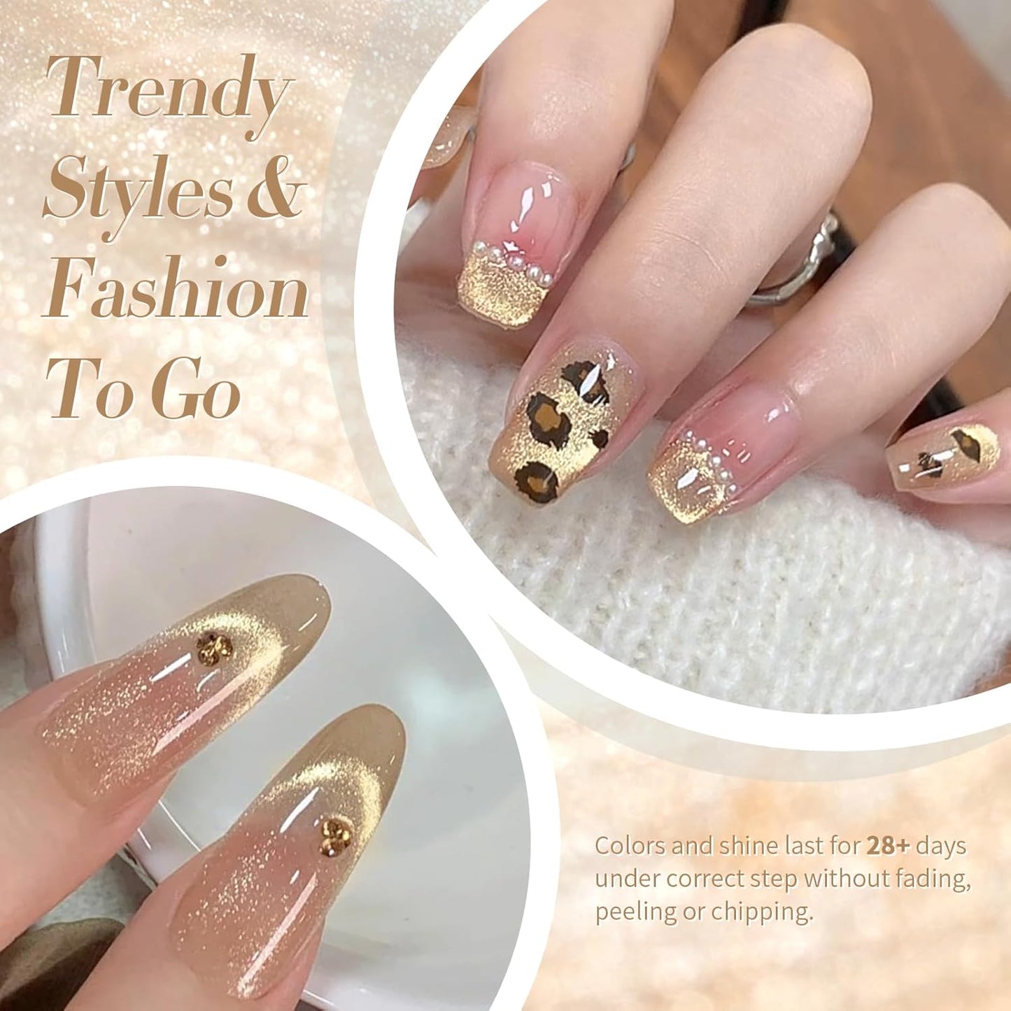 Born Pretty Cat Magnetic Eye Gel Nail Polish Champagne Gold Holographic Glitter Gel Polish Glass Magnetic Gel Nail Polish 15ML-Velvo Beauty