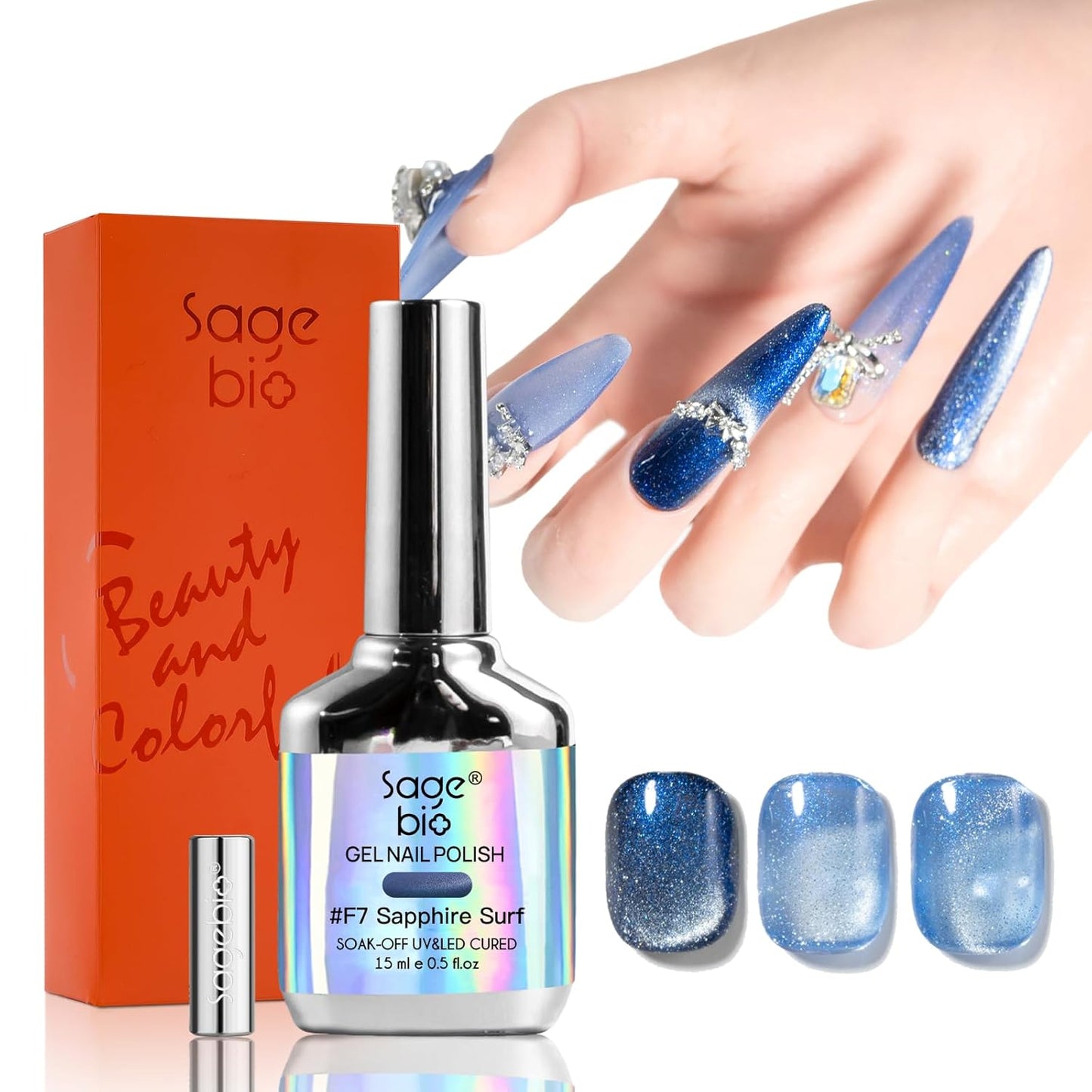 Cat Eye Gel Nail Polish, 15ml Magnetic Gel, High-Gloss Finish, Long-Lasting, DIY Manicure Kit with Magnet Stick, Stunning 3D Magnetic Effect, 05-Velvo Beauty