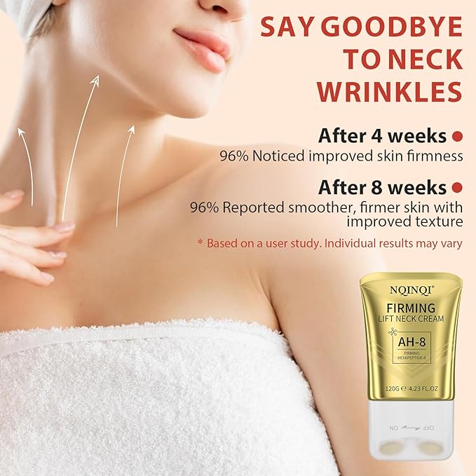 AH-8 Firming Neck Cream with Roller - Neck and Chest Firming Cream to Lift, Tighten & Smooth Sagging Skin, Reduce Wrinkles & Hydrate for Youthful Neck, 4.23 Fl Oz-Velvo Beauty