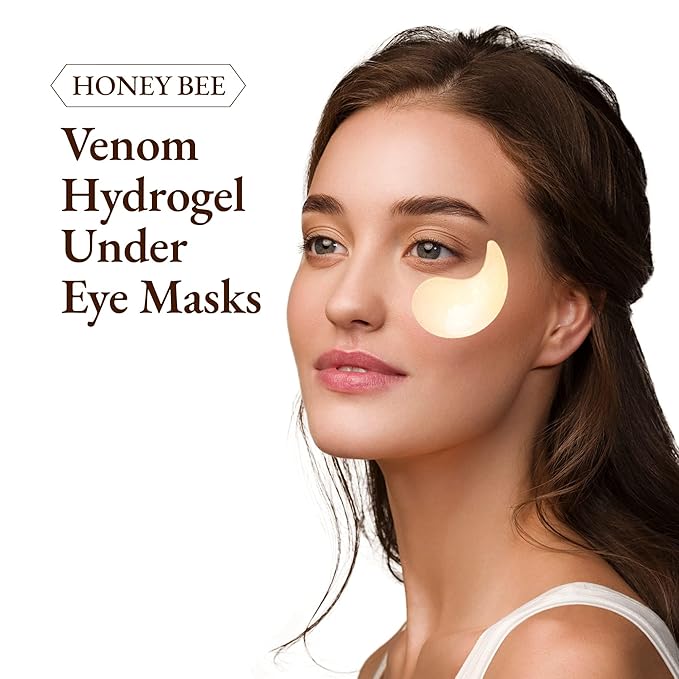 Honey Bee Venom Hydrogel Eye Masks for Dark Circles and Puffiness Bee Propolis Hydrogel Depuffing Eye Patches w/Bee Venom, Collagen & Niacinamide for All Skin Types (Pack of 60 Eye Pads)-Velvo Beauty