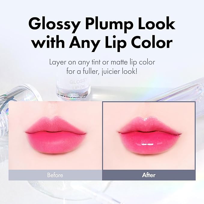 Rouge Star Glossy Lip Oil - Hydrating Lip Gloss - Non-Sticky Shine with Argan Oil & Vitamin - Deep Moisturization & Lip Softening 0.14 oz (Glossy Lip Oil)-Velvo Beauty