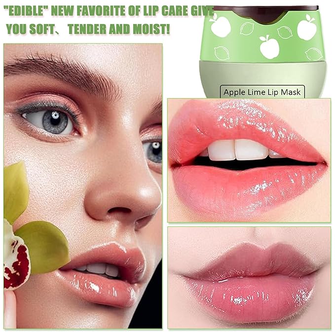 Bee Lip Balm Honey Pot,Watermelon Lip Sleeping Mask Hydrating Prevention Dry and Cracked Lip Scrubs Exfoliator Lip Care,Lip Mask Overnight Reduces Lip Lines (Apple Lime)-Velvo Beauty