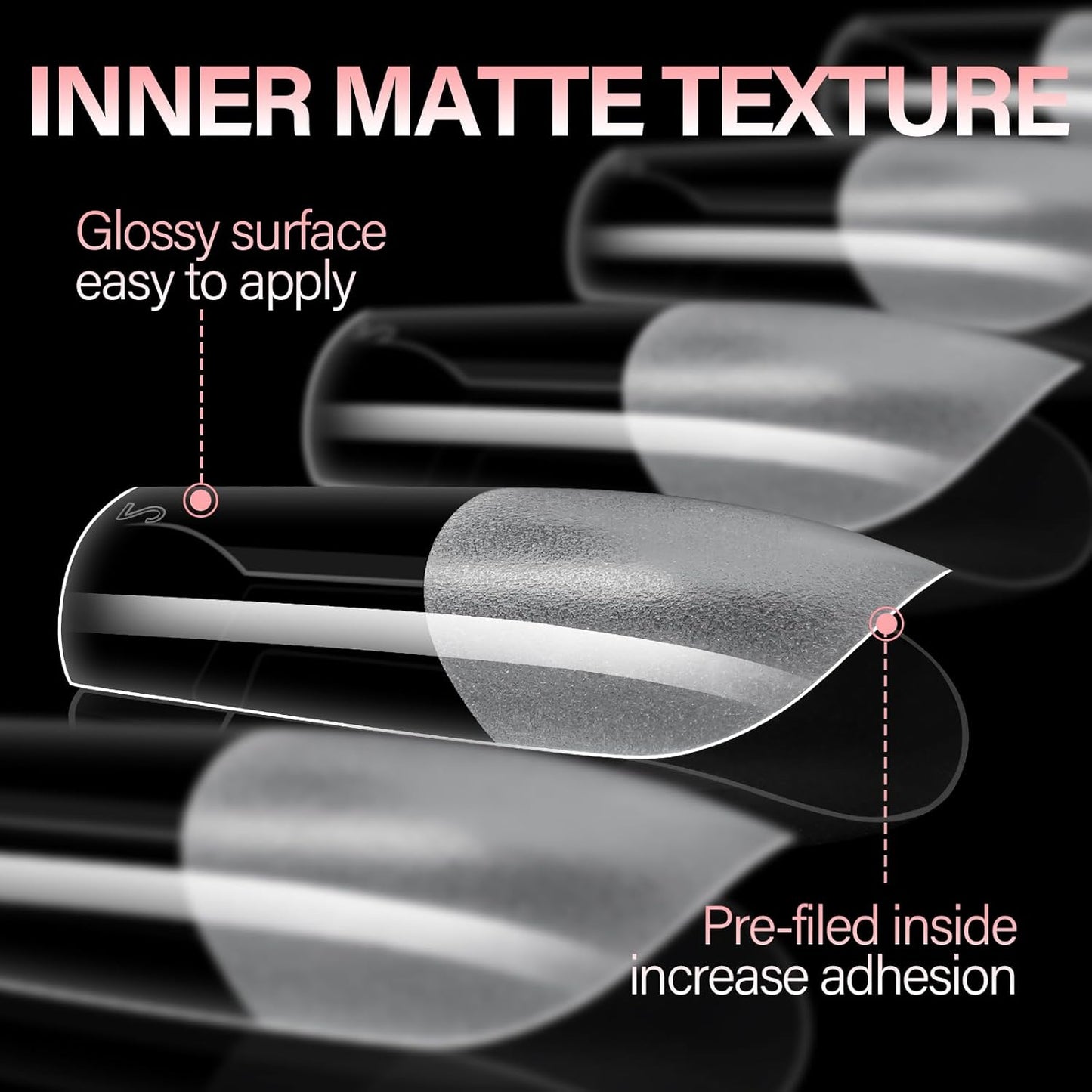 AILLSA Medium Square Nail Tips Full Cover Half Matte Tips Nail Clear Gelly Pre-Shaped Nail Tips Press On False Nail Tip Extension for Home DIY Manicure Salon 216PCS 12 Sizes-Velvo Beauty