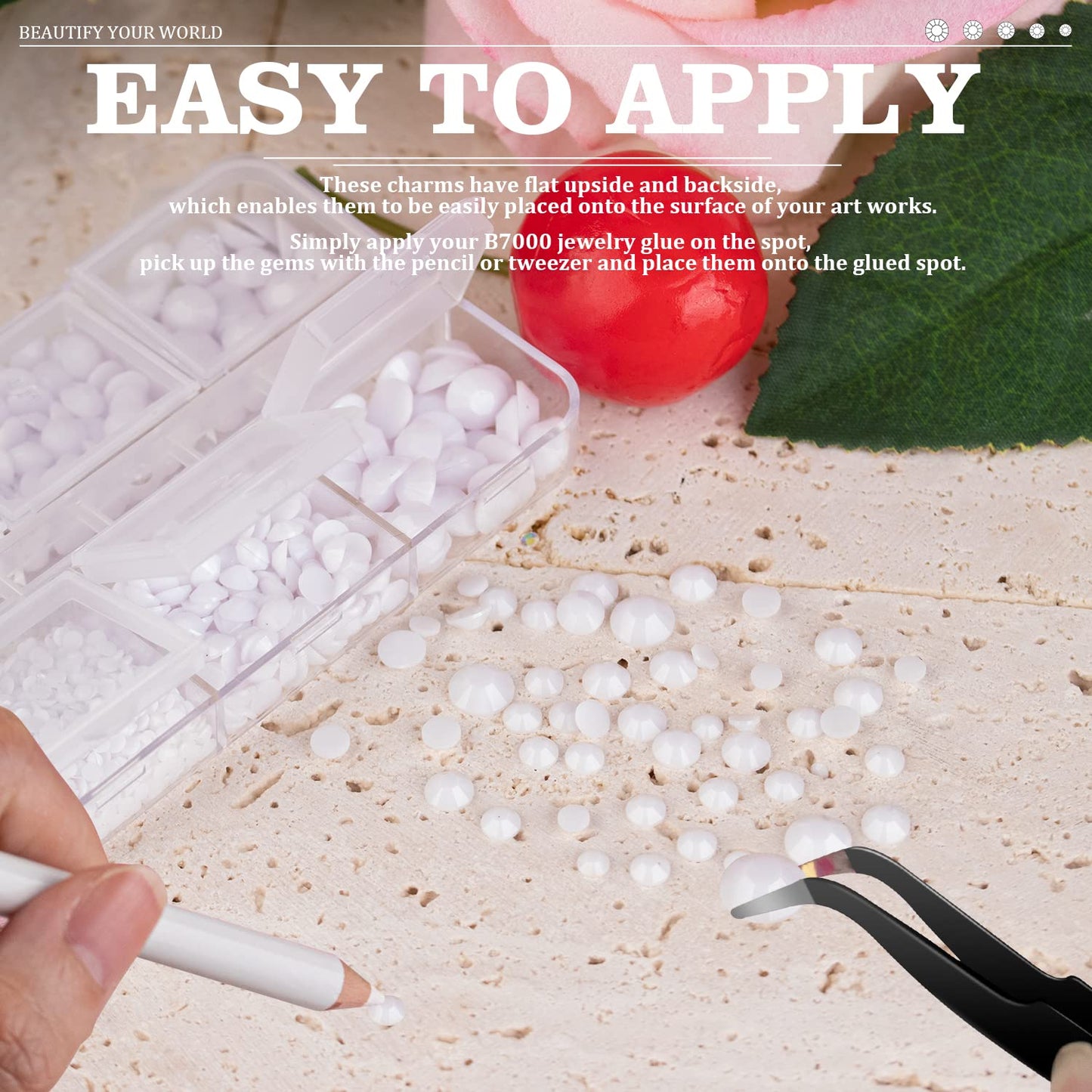 Resin Rhinestones Crafting, 2/3/4/5/6mm Flatback Jelly Rhinestones, 2 Boxes White Non Hotfix Crystal Gems for Bedazzling Crafts Mugs Tumblers Clothes Makeup Nail-Velvo Beauty