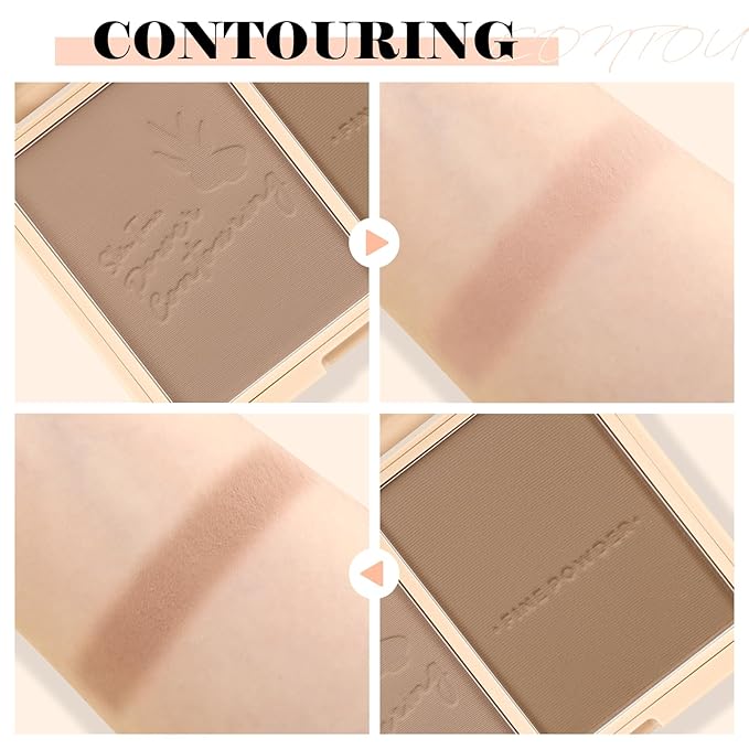 Boobeen Highlighter Contour Makeup Palette Face Matte Bronzer Powder, Compact Contouring Blush for Cheeks, Natural Long Lasting with Brush-Velvo Beauty