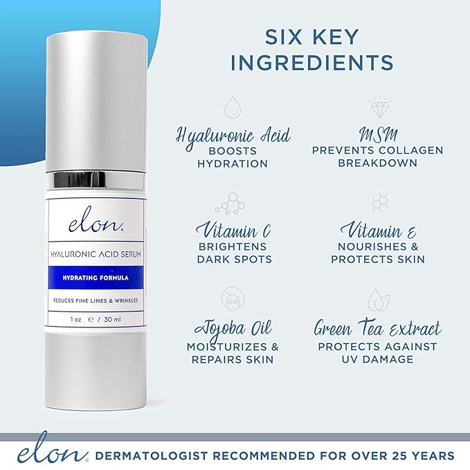 Elon Face Skin Care Set – Skin Care Kit w/ Antioxidant C Moisturizer for Face, Skin Anew Hydrolyzed Collagen Capsules, & Hyaluronic Acid Serum for Face – Skin Care Products for All Skin Types-Velvo Beauty
