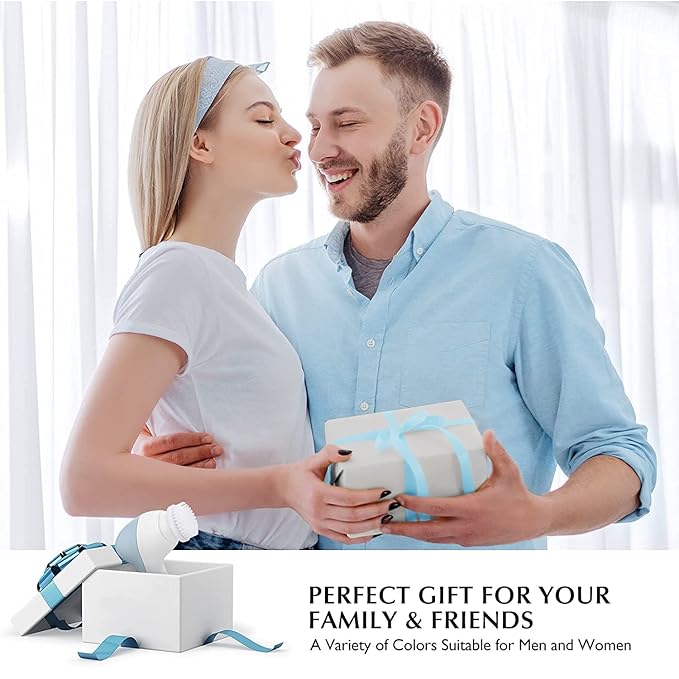 COSLUS Facial Cleansing Brush Silicone Face Scrubber: 2 in1 FBS-D Electric Exfoliating Massage Device Waterproof Deep Cleaning Exfoliation Rotating Spa Machine - Electronic Skin Care Wash Clean System-Velvo Beauty