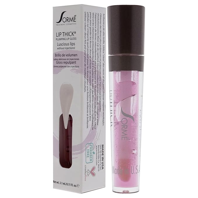 Sorme Cosmetics LipThick Plumping Gloss in Clear | Hydrating Plumping Lip Gloss Enriched with Vitamins and Botanicals | Lip Plumping Gloss with Maxi-Lip Peptides | Cruelty-Free Lip Makeup-Velvo Beauty
