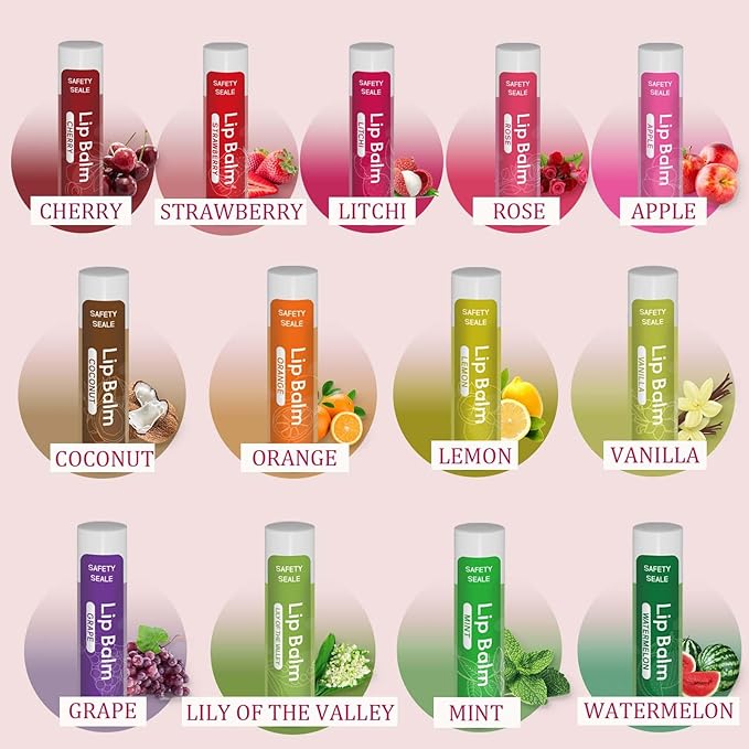130 Pack Natural Lip Balm Bulk with Vitamin E and Coconut Oil - Moisturizing, Soothing, and Repairing Dry and Chapped Lips - 13 Flavors - Non-GMO 0.15 Oz-Velvo Beauty
