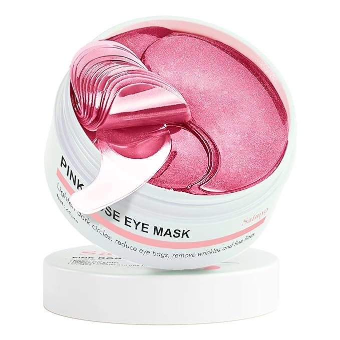 Pink Rose Eye Mask– 60 Pcs - Gold Under Eye Mask Retinol & Collagen - Puffy Eyes and Dark Circles Treatments – Look Younger and Reduce Wrinkles and Fine Lines Undereye, Improve and Firm eye-Velvo Beauty