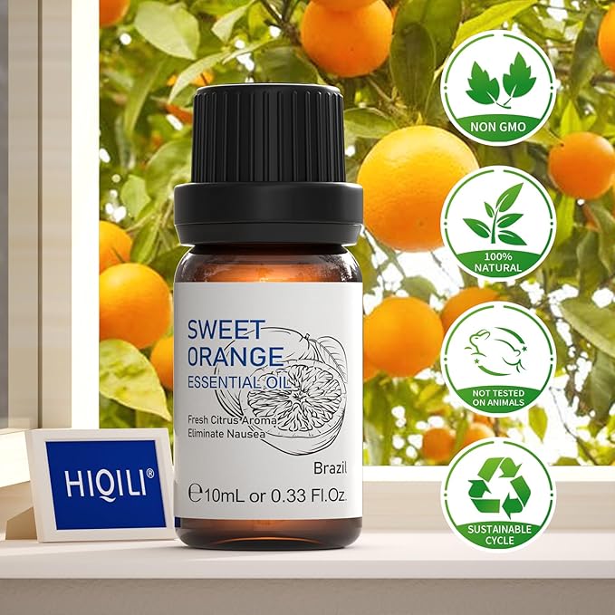 HIQILI Sweet Orange Essential Oil,100% Pure Natural for Diffuser, Aromatherapy-10ml-Velvo Beauty