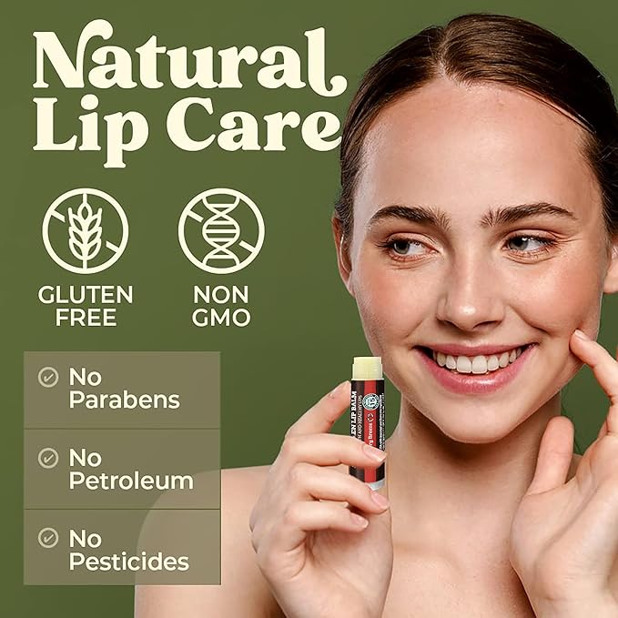 SPF Lip Balm 4-Pack by Earth's Daughter - Lip Sunscreen, SPF 15, Organic Ingredients, Strawberry Flavor, Beeswax, Coconut Oil, Vitamin E - Hypoallergenic, Paraben Free, Gluten Free-Velvo Beauty