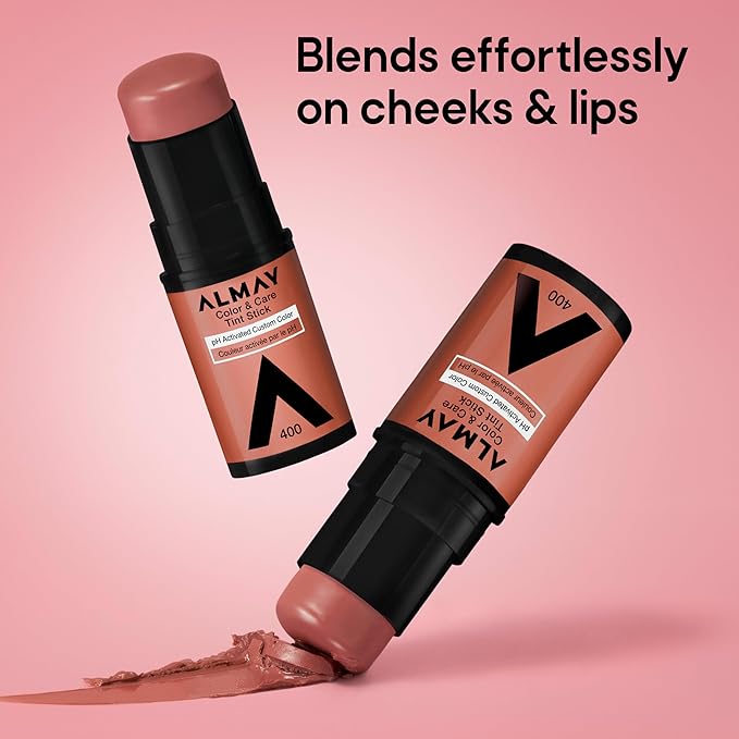 Almay Lip and Cheek Tint, Color & Care Tint Stick, Multi-Use Moisturizing Blush and Lip Color, Dewy Finish, 200 Coral Flush, 0.25 oz-Velvo Beauty