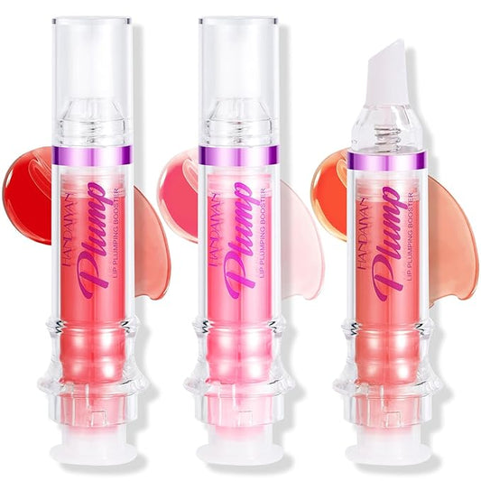 Natural Spicy Lip Plumping Booster Lip Plumping Oil, Lip Plumper Gloss, Ultra-Hydrating & Nourishing Plump and Pout Lip Plumper, Glossy Finish Fuller Lip Plumping Lip Gloss for Women Girls(3PC)-Velvo Beauty