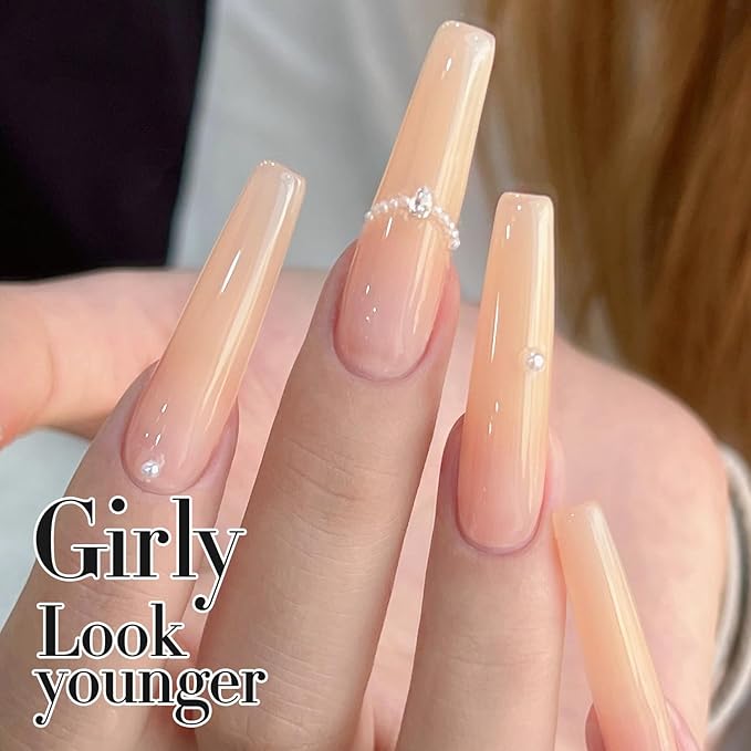 Double Rhythm Translucent Gel Polish Sheer Neutral Natural Light Milky Same Color Same Bottle 15ML Jelly UV Nail Polish Nail Art DIY at Home (Light Yellow Pink-A1423)-Velvo Beauty