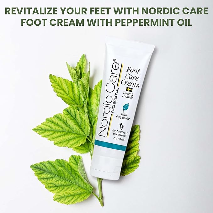 Nordic Care peppermint Foot Care Cream - Intensive Repair Foot Cream With Eucalyptus & peppermint Oil For Dry Feet & Cracked Heels, Foot Care Cream Provide Deep Hydration | (6 oz, Pack of 1)-Velvo Beauty