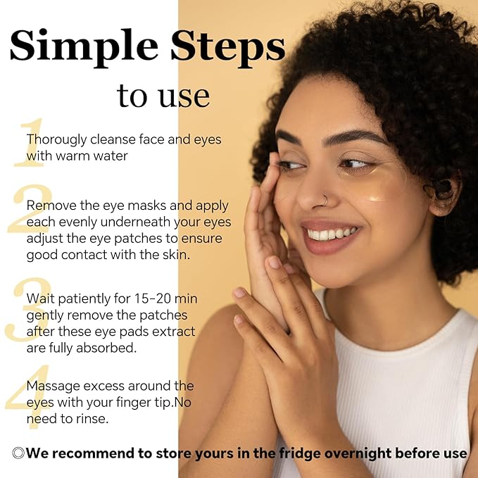 24k Gold Eye Treatment Maks 60PCS Under Eye Patch Cooling Under Eye Pads for Brightening Repairing and Refreshing Your Skin Under Eye Mask, Beauty Skin Care(gold)-Velvo Beauty