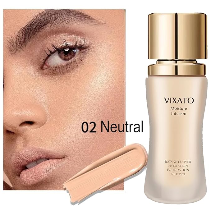 Cover Hydration Liquid Foundation Concealer, 45ML Moisture Liquid Flawless Makeup Cosmetic, Suitable for Most Bright/Neutral/Dark Skin-Velvo Beauty