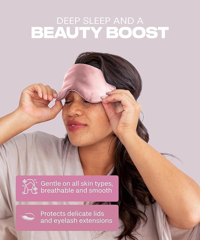 SUNDAYSILKS™ Exclusive Mulberry Silk Sleep Mask | Soft Eye Covers, Blackout Sleeping Mask for Women & Men | Silk Eye Mask for Sleep, Travel, and Relaxation | Antifaz para Dormir [Pink Quartz]-Velvo Beauty