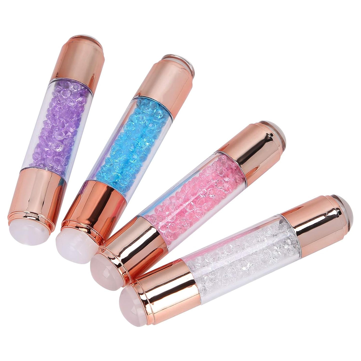 Dioche 4Sets Manicure Art Stamper, Double Ended Silicone Stamp Pens With Nail Seal Plate for Home Salon-Velvo Beauty