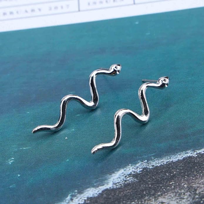 Vintage Snake Dangle Earrings Punk Snake Drop Earrings Gold Snake Stud Earrings Boho Serpent Earrings Jewelry for Women (Gold)-Velvo Beauty