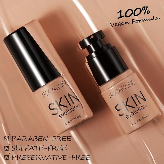 FOCALLURE 2 Pcs Liquid Foundation, Skin Evolution Foundation + Concealer, Full Coverage Foundation Makeup, Durable, Waterproof, Oil-Control, Hides Wrinkles & Lines, Honey-Velvo Beauty